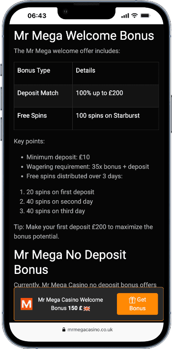 Mr Mega Welcome offer