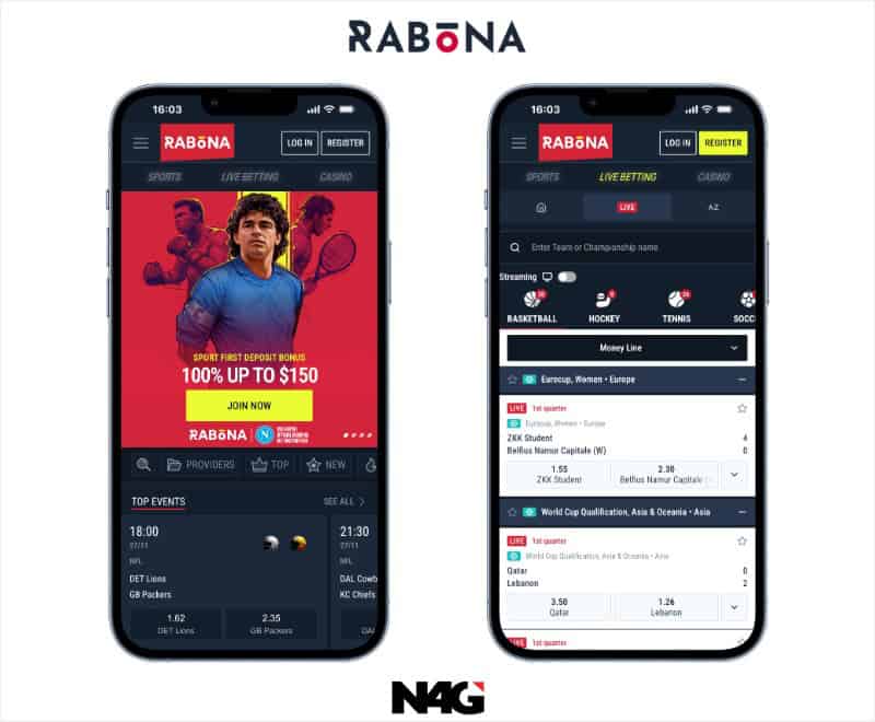 An image of the Rabona sports betting app