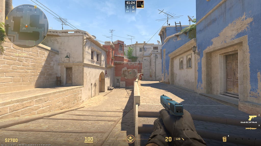 Image of a smoke on mid on map Mirage in CS2