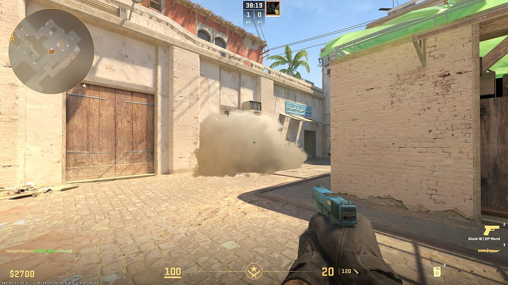 Image of smoke on B site on map Mirage in CS2