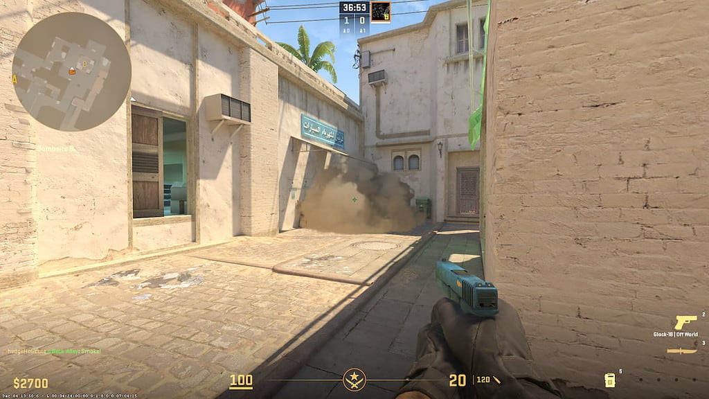 Image of smoke on B site on map Mirage in CS2