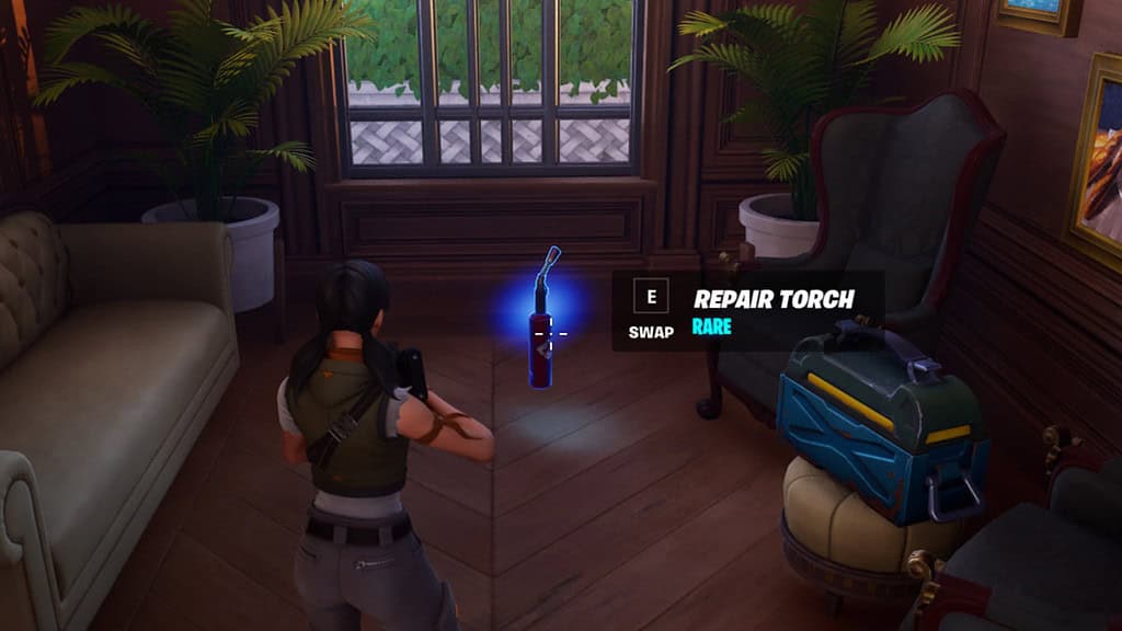 Fortnite character standing before a Repair Torch