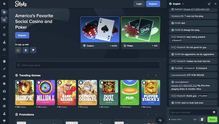 A snapshot of Stake.us visited on a desktop device.