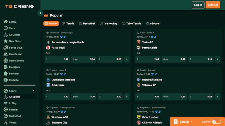 Crypto betting sites no KYC sportsbook at TG Casino betting platform