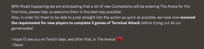 The Finals Community Manager announces the new players won't have to fulfil the 3 game requirement