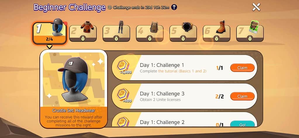 Image showing the beginner challenge page on Pokemon Unite. 