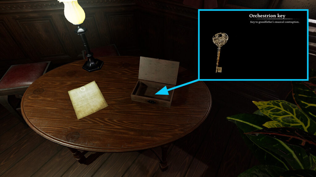 The location of the first Key in Ad Infinitum, as part of Grandfather's musical contraption puzzle.