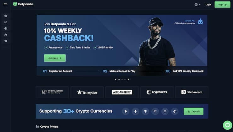 A snapshot of BetPanda, one of the best no KYC online casinos for US players.