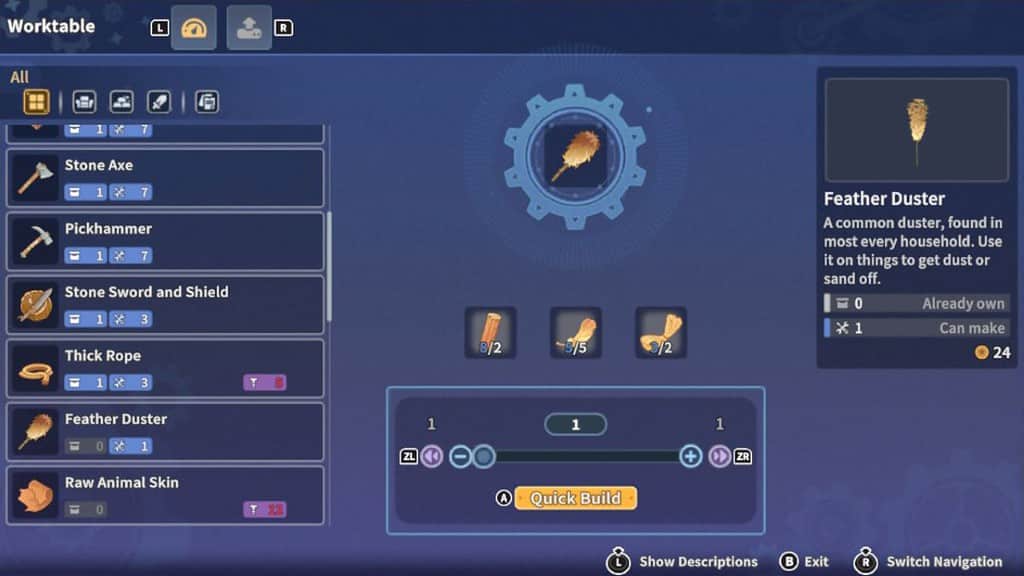How to Craft the Feather Duster in My Time at Sandrock