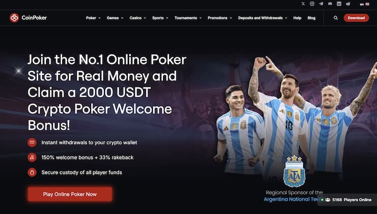 A snapshot of CoinPoker and its 2,000 USDT welcome bonus.