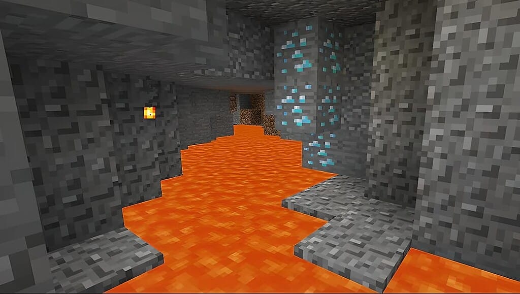 Diamond ore in Minecraft.