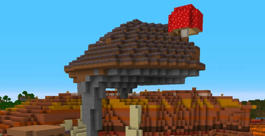 Image of a floating island in Minecraft, showcasing a mysterious and otherworldly landscape.