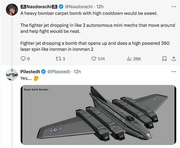 Helldivers 2 CCO Pilestedt teases fans with a new aircraft model
