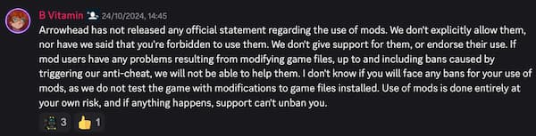 Arrowhead dev talks about mods in Helldivers 2.