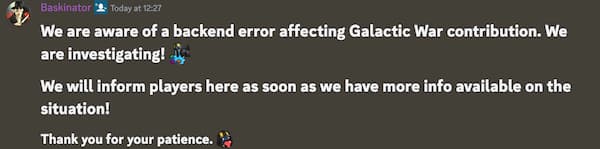 An error is affecting the progress of the Galactic War in Helldivers 2.