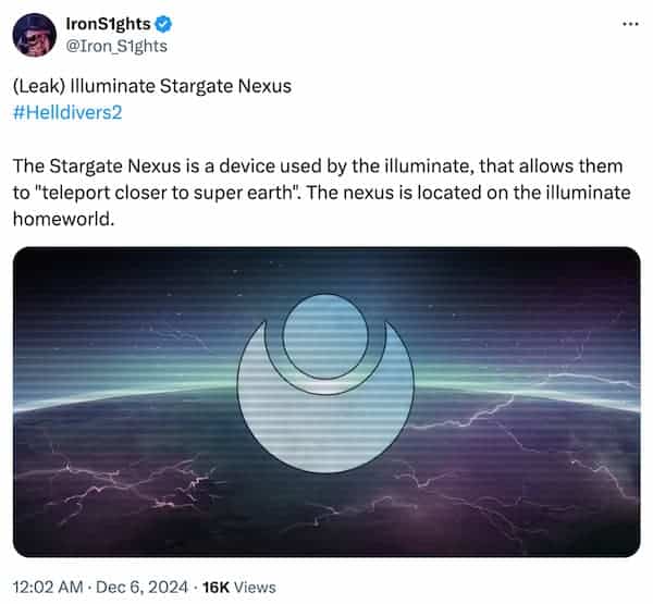 Leaks about the Illuminate Stargate Nexus in Helldivers 2