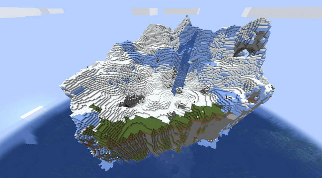 Image of an iceslopes island in Minecraft, showcasing a unique and icy landscape.