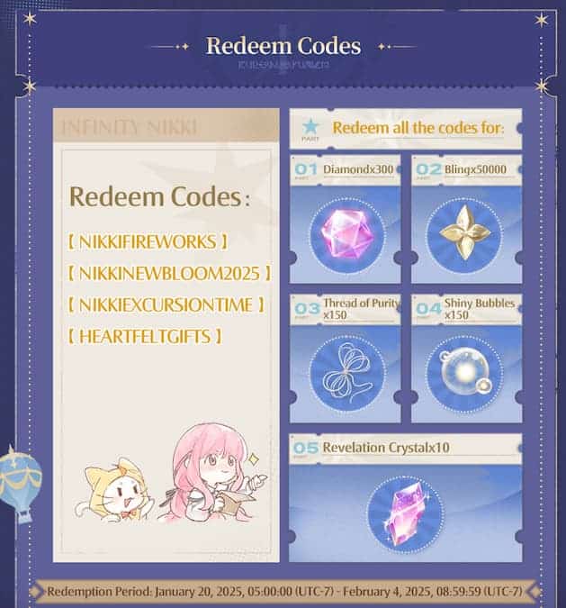 Redeem code for Version 1.2 of Infinity Nikki