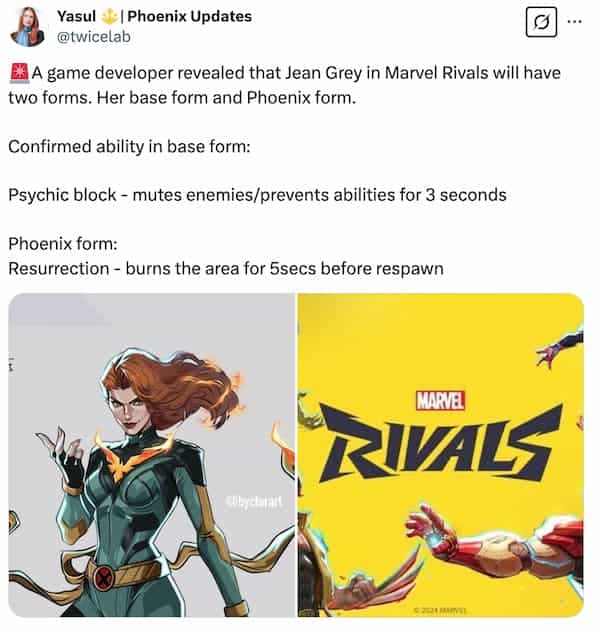 The rumored abilities of Jean Grey in Marvel Rivals.
