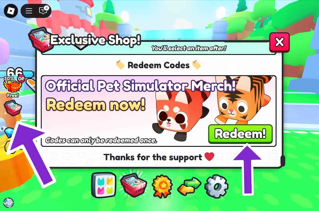 The Exclusive Shop window in Pet Simulator 99.