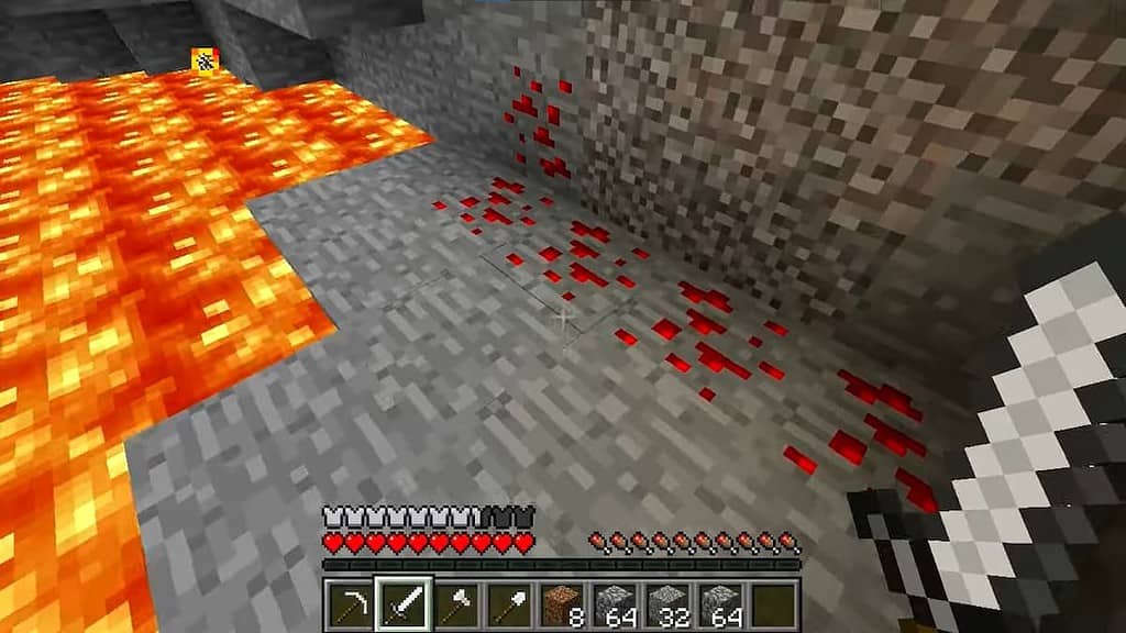 Redstone ore in Minecraft.