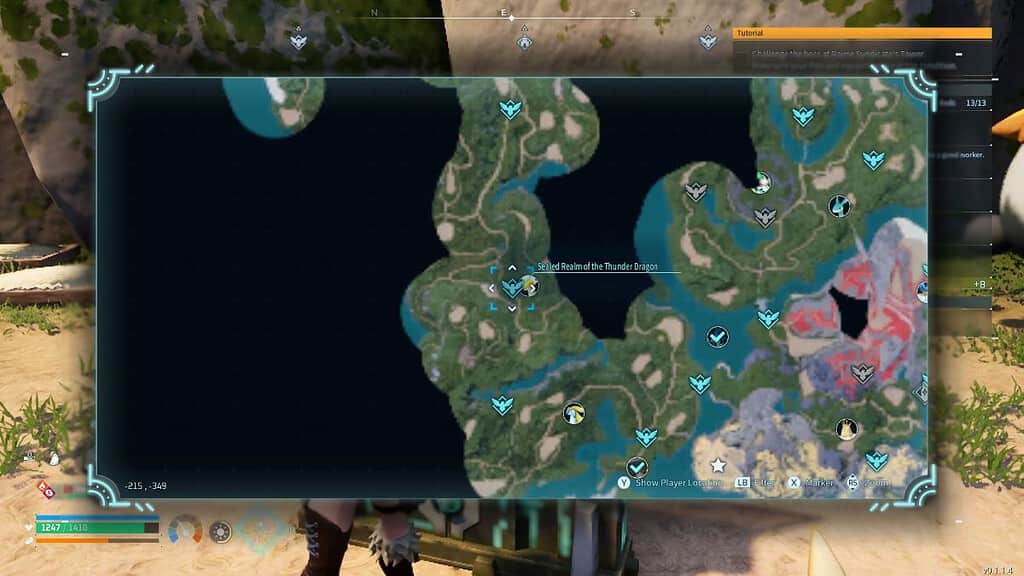 Relaxaurus location on map in Palworld