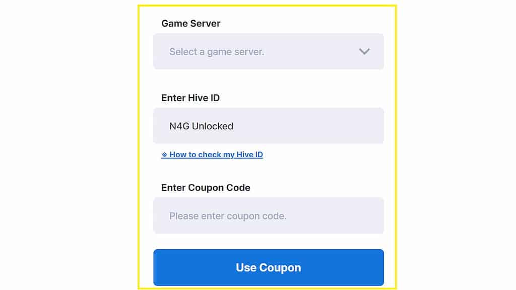 Summoners War Code Redemption Webpage