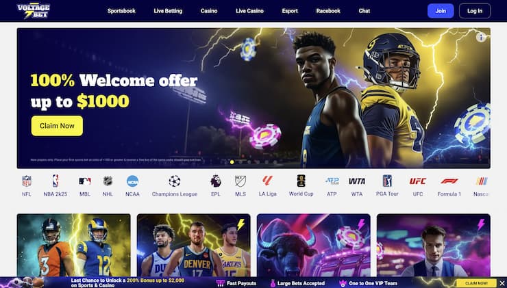 Voltage Bet best sportsbook promos desktop interface