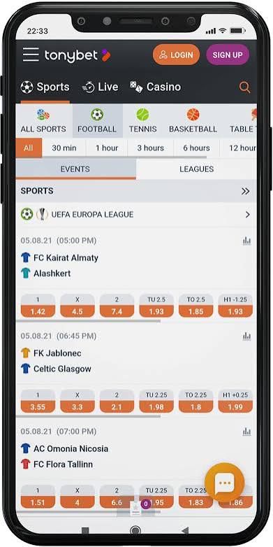 TonyBet wedden op voetbal – sportsbook met Combo Boost en Bet Builder
